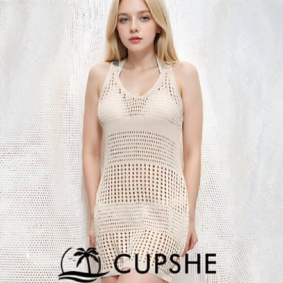 76.🆕 Small Cupshe Knit Sleeveless Cutout Mini Cover-Up Dress Size Small NWT - Picture 1 of 3
